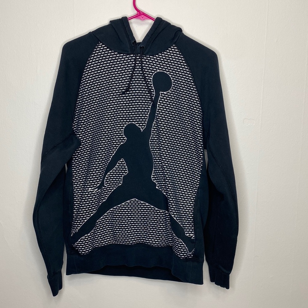 Vintage NIKE Michael Air Jordan Mens M Black Pullover Hoodie Flight Logo Swoosh